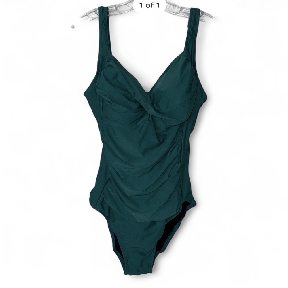 Swimsuits For All NWT Women's Sz 18 Green Tummy Control Swimsuit Padded *Read